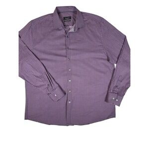 Bugatchi Button Down Shirt Mens XL Purple Shaped Fit Superfine Stretch Cotton